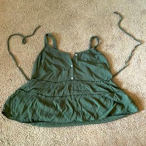 Olive tie back tank top